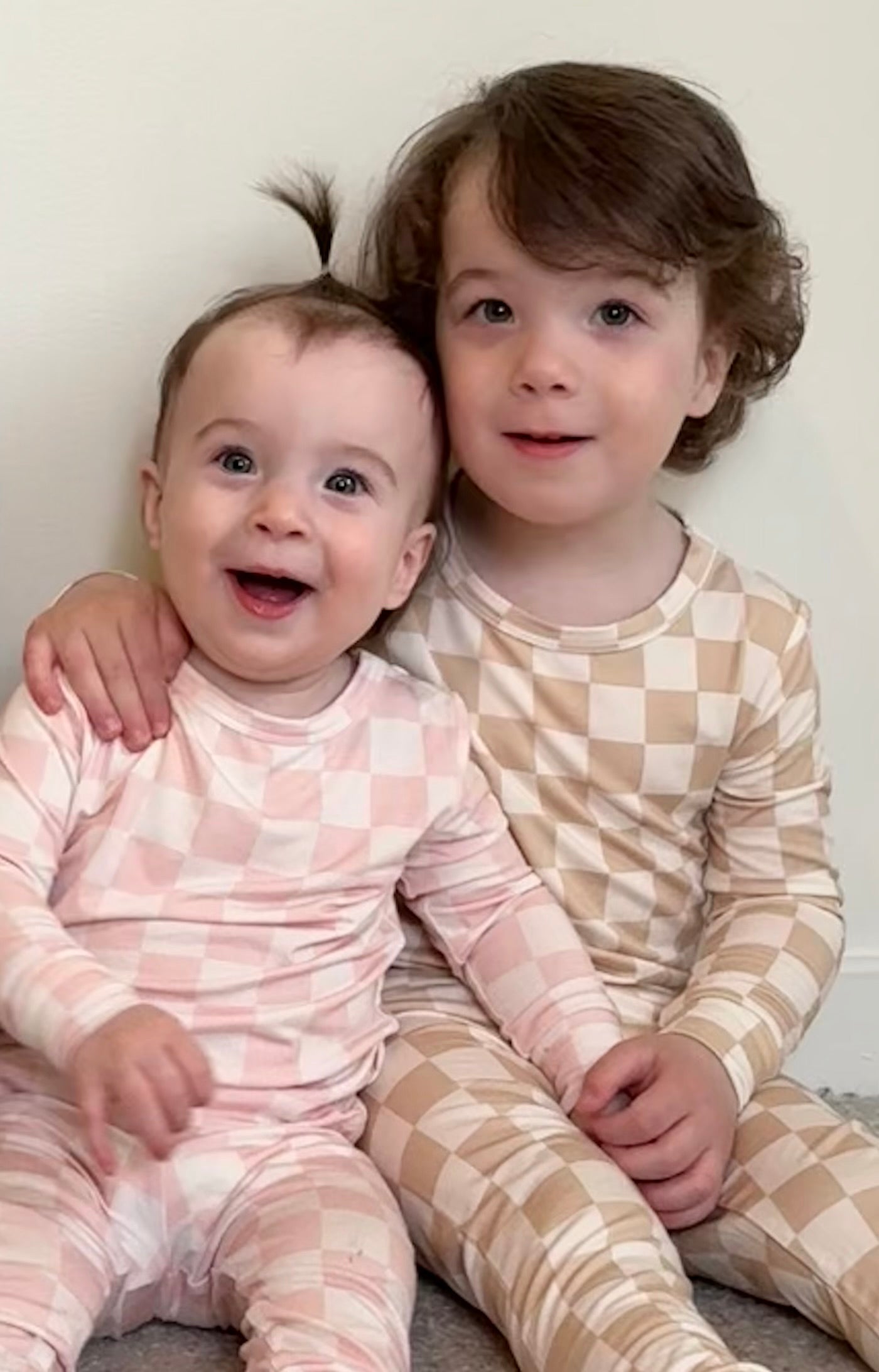Soft Pink Checkered Two-Piece Bamboo Pajama Set