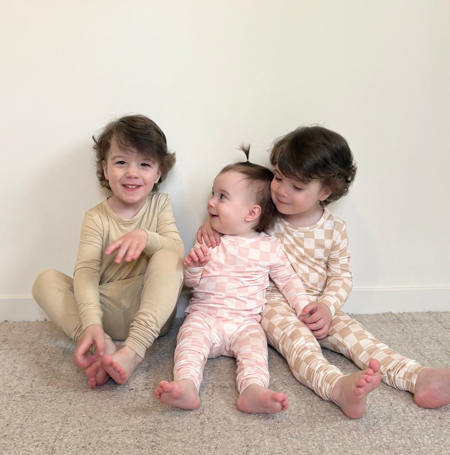 Soft Pink Checkered Two-Piece Bamboo Pajama Set