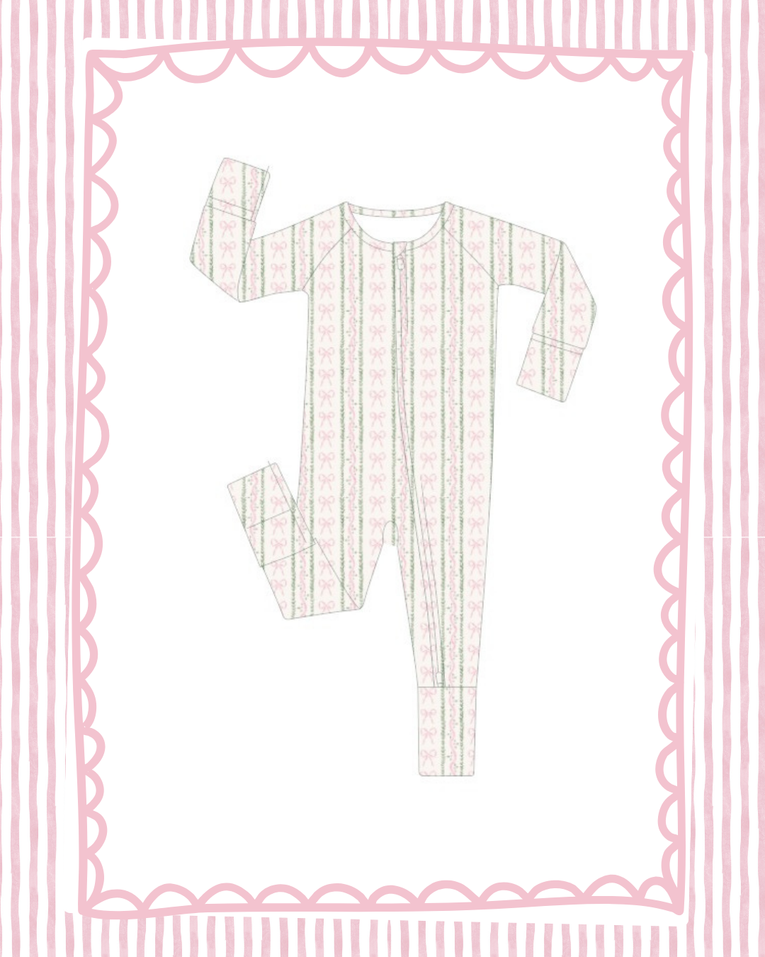 pink bow zipper onesie