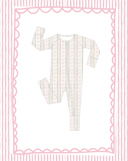 pink bow zipper onesie