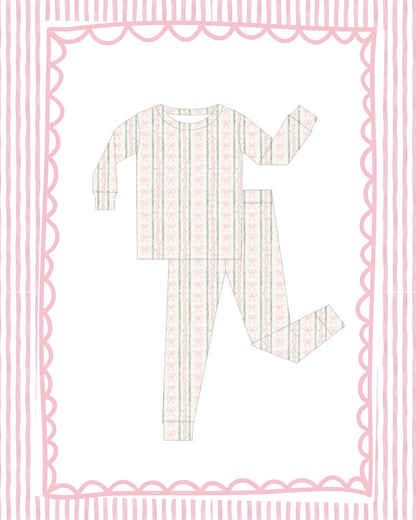 Sage & Pink Bows - Bamboo Two Piece Set - PREORDER!