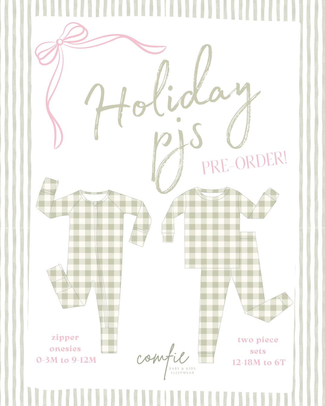 Sage Green Gingham Bamboo Zipper Onesie - PREORDER!