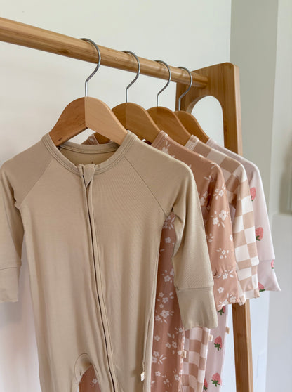 Honey Beige Bamboo Zipper Onesie
