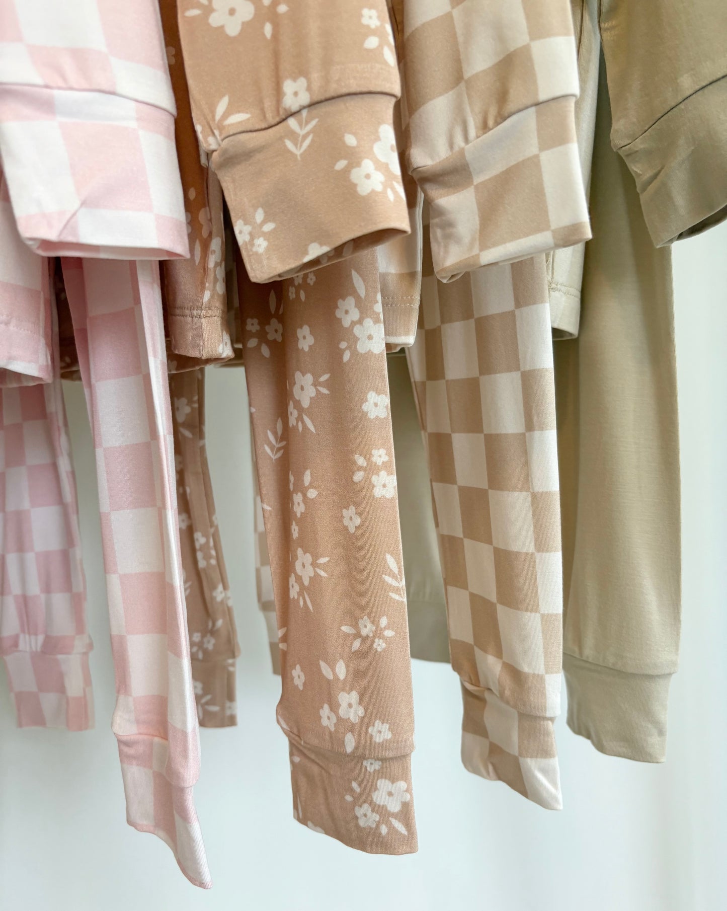 Soft Pink Checkered Two-Piece Bamboo Pajama Set