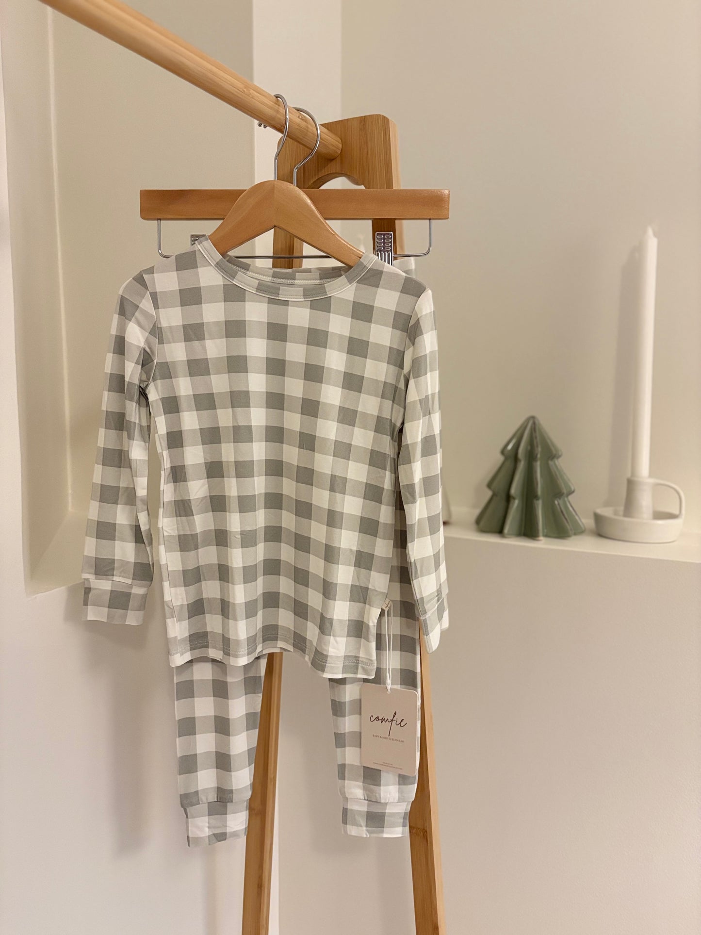 Sage Green Gingham Bamboo Two Piece Set