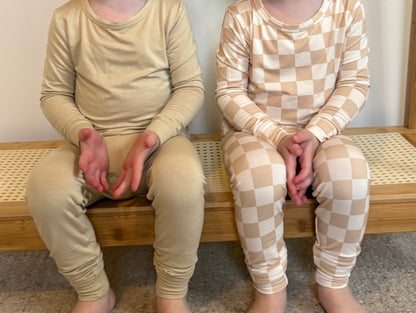 Honey Beige Two-Piece Bamboo Pajama Set