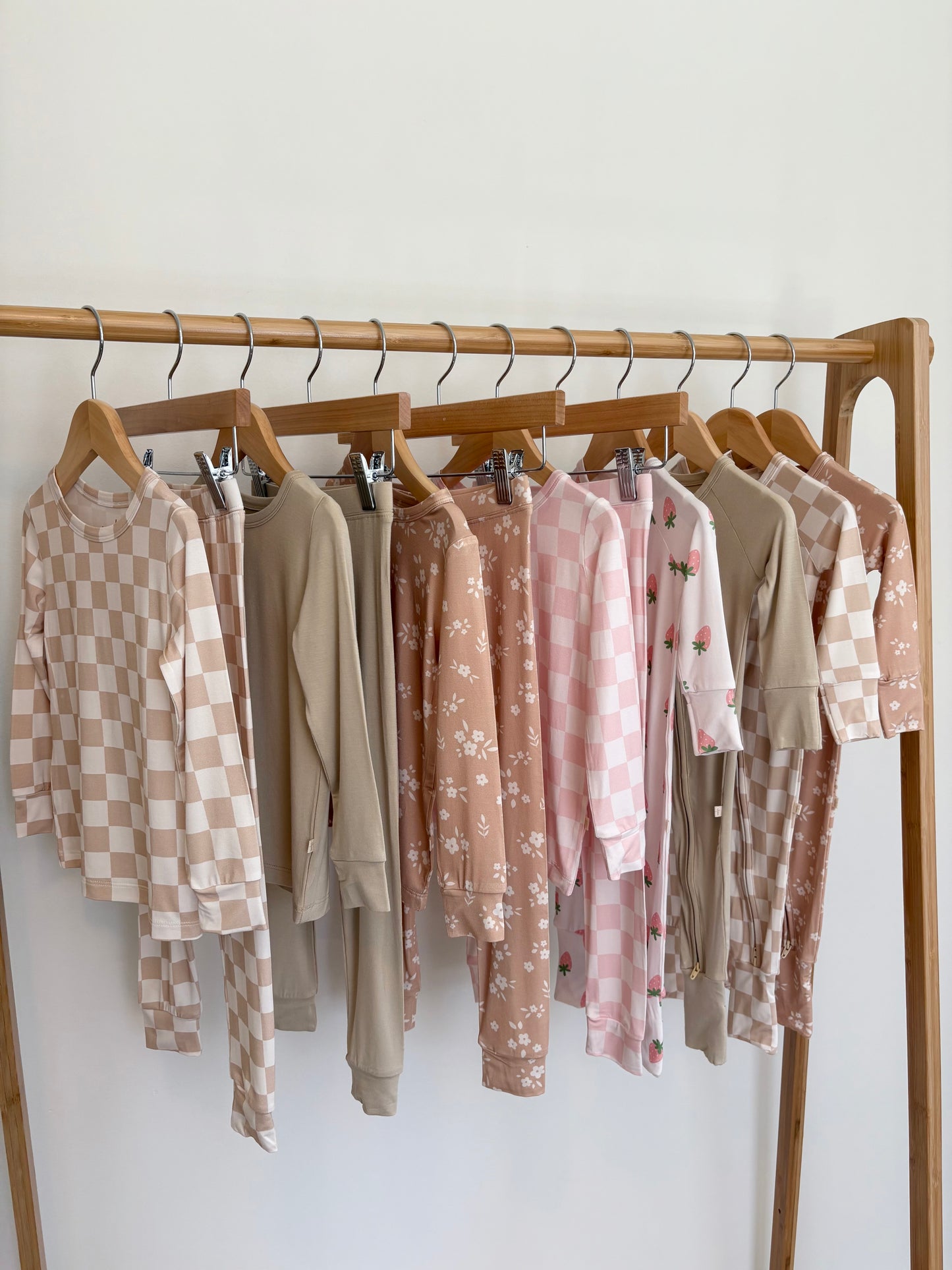 Beige Floral Two-Piece Bamboo Pajama Set