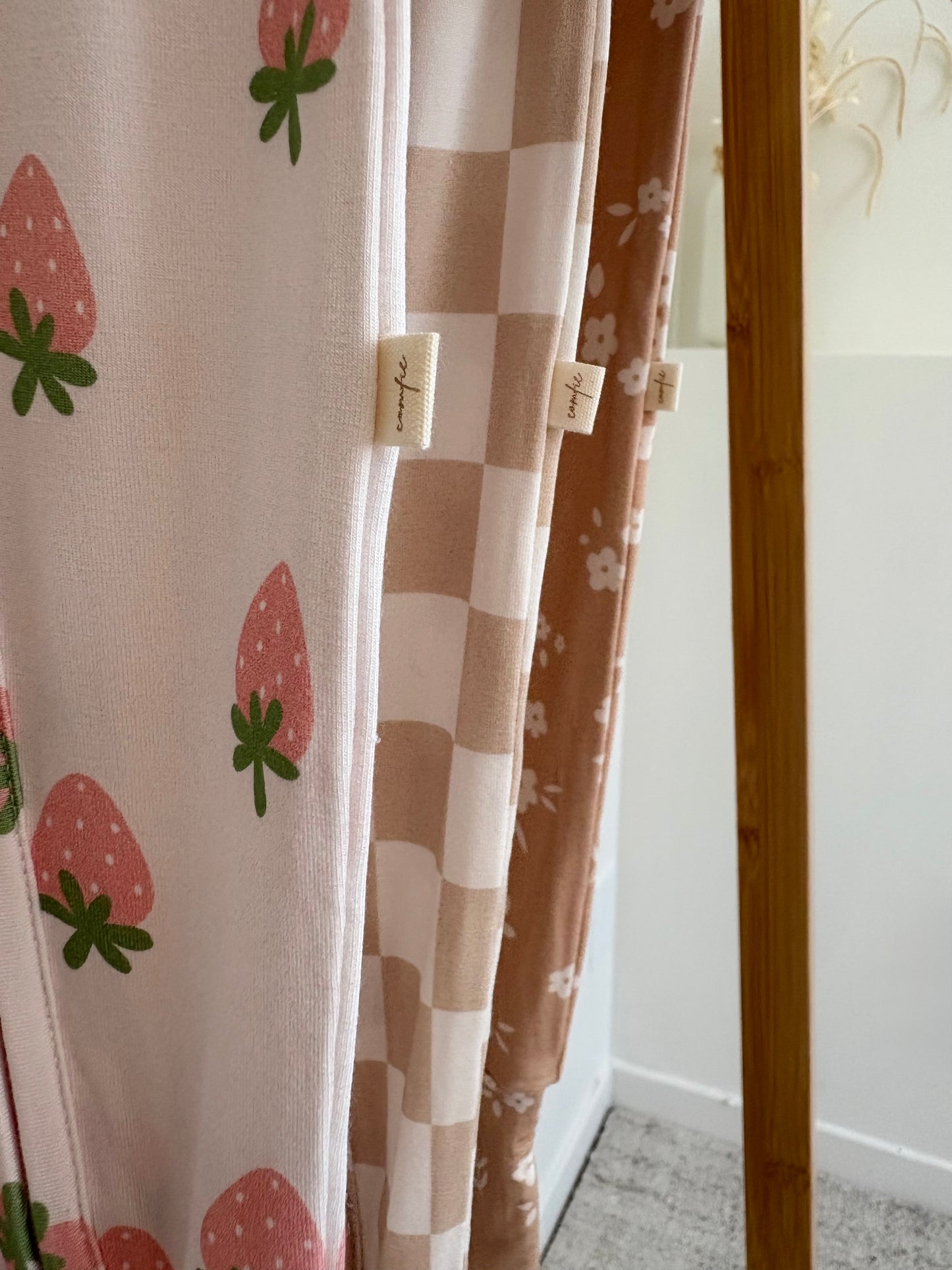 Pink Strawberry Bamboo Zipper Onesie