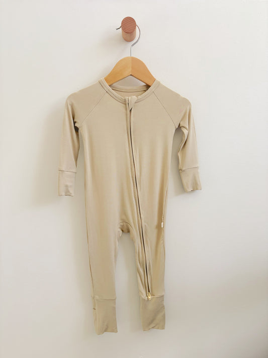 Honey Beige Bamboo Zipper Onesie